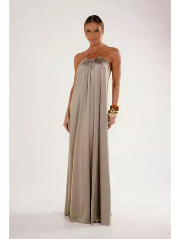 Elegant 2026 European and American Women's Open-Back Halter Beach Dress