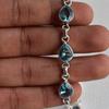 Natural Blue Topaz Bracelet, Handmade Bracelet for Women, 925 Sterling Silver Bracelet, Teardrop Topaz Bracelet, Wedding Bracelet