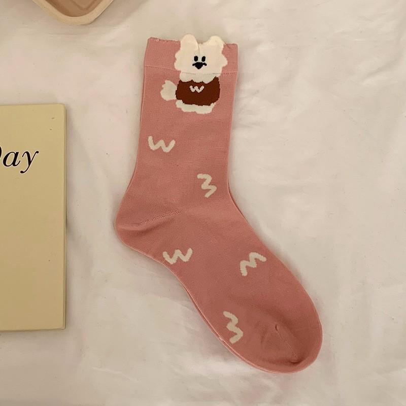 Socks Pure Cotton Tube Socks Spring And Autumn Internet Celebrities Cute Three-Dimensional Cartoon Girl College Style Cotton Stockings
