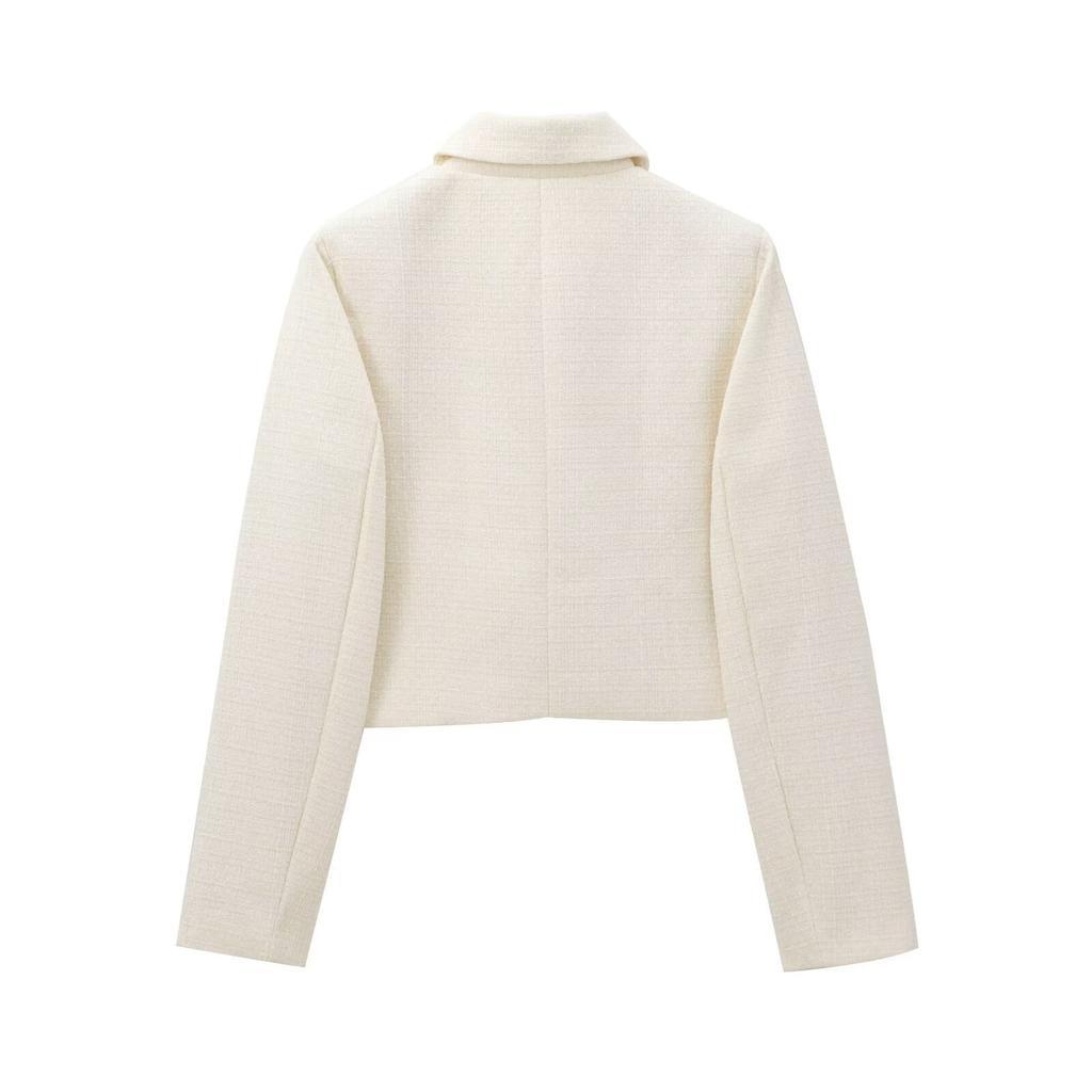 New autumn models, women's clothing, textured jacket with bow buttons