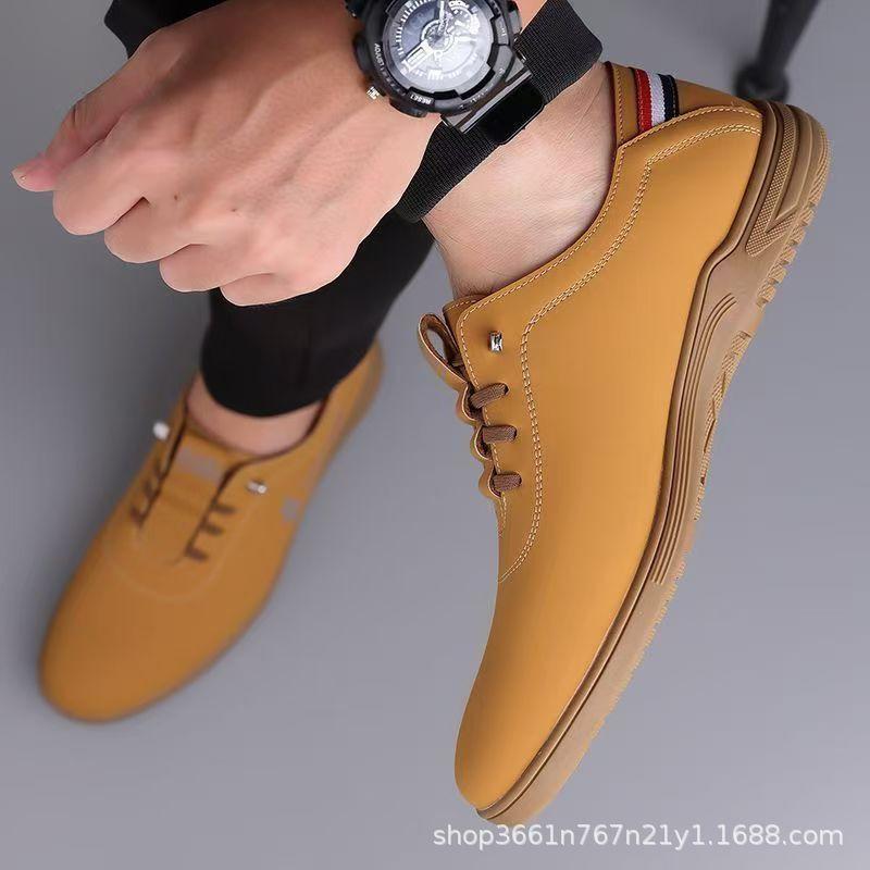 

Мужские весенние новые кожаные туфли, деловые повседневные туфли, мужские модные универсальные повседневные туфли-лоферы на мягкой подошве 44 жёлтый