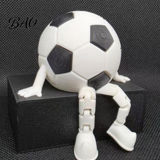 Flexible Pose Football Model 3D Printed Soccer Ball Buddy Figurine with Articulated Legs, Decorative Sports Collectible, World Tournament Cup Desktop