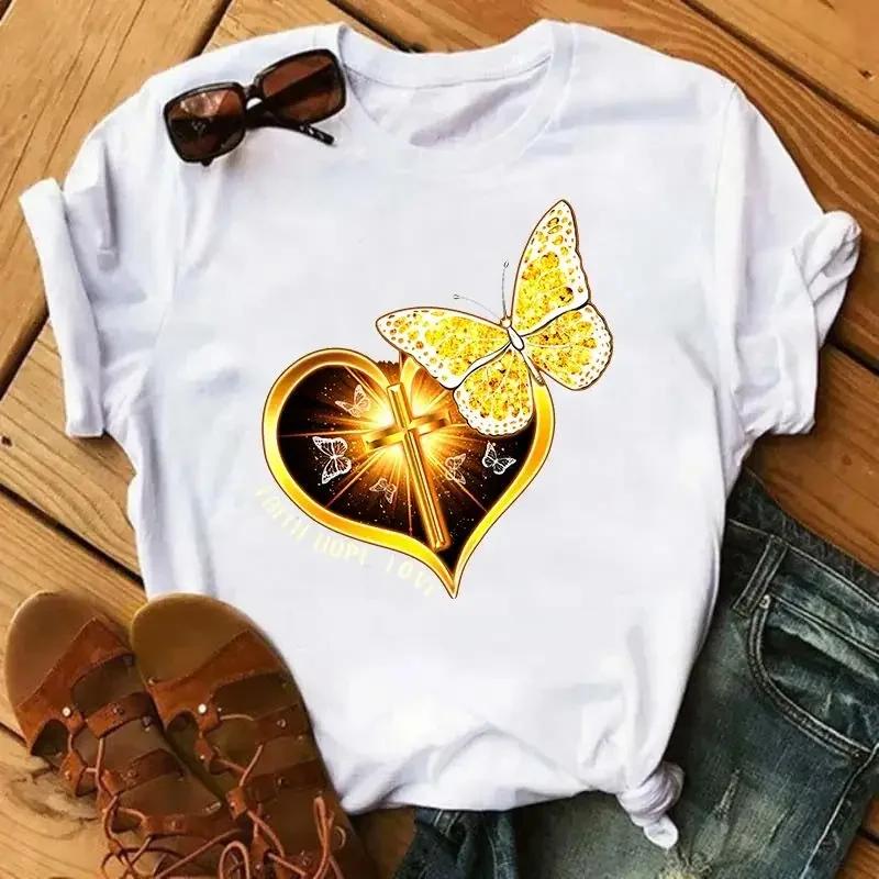 

Футболка с принтом Faith Letter, женская, с коротким рукавом, с круглым вырезом, модная, повседневная, спортивная, базовая одежда, летние женские футболки с графикой XXL