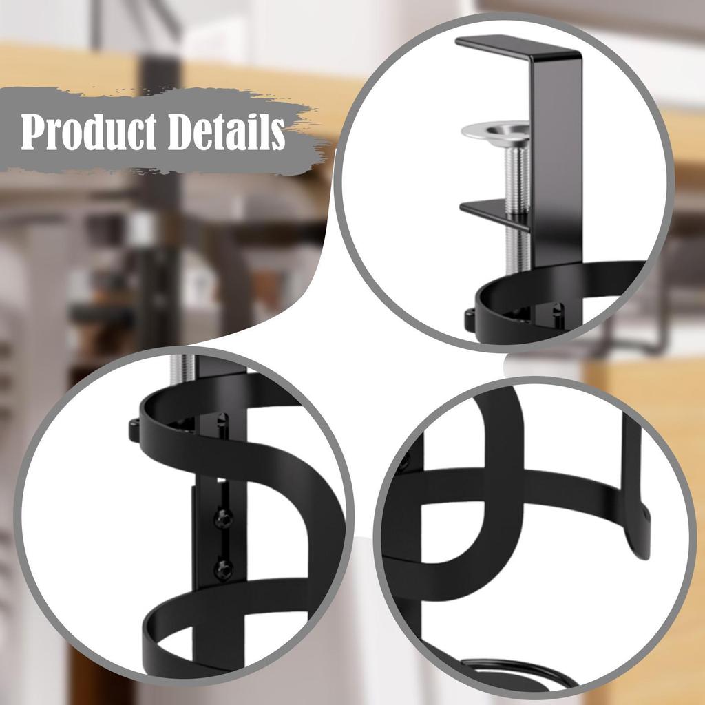 Desk Cup Holder Tabletop Organizer Office Home Apartment Dorm No Drill Practical Easy to Install Clip on Table Cup Holder