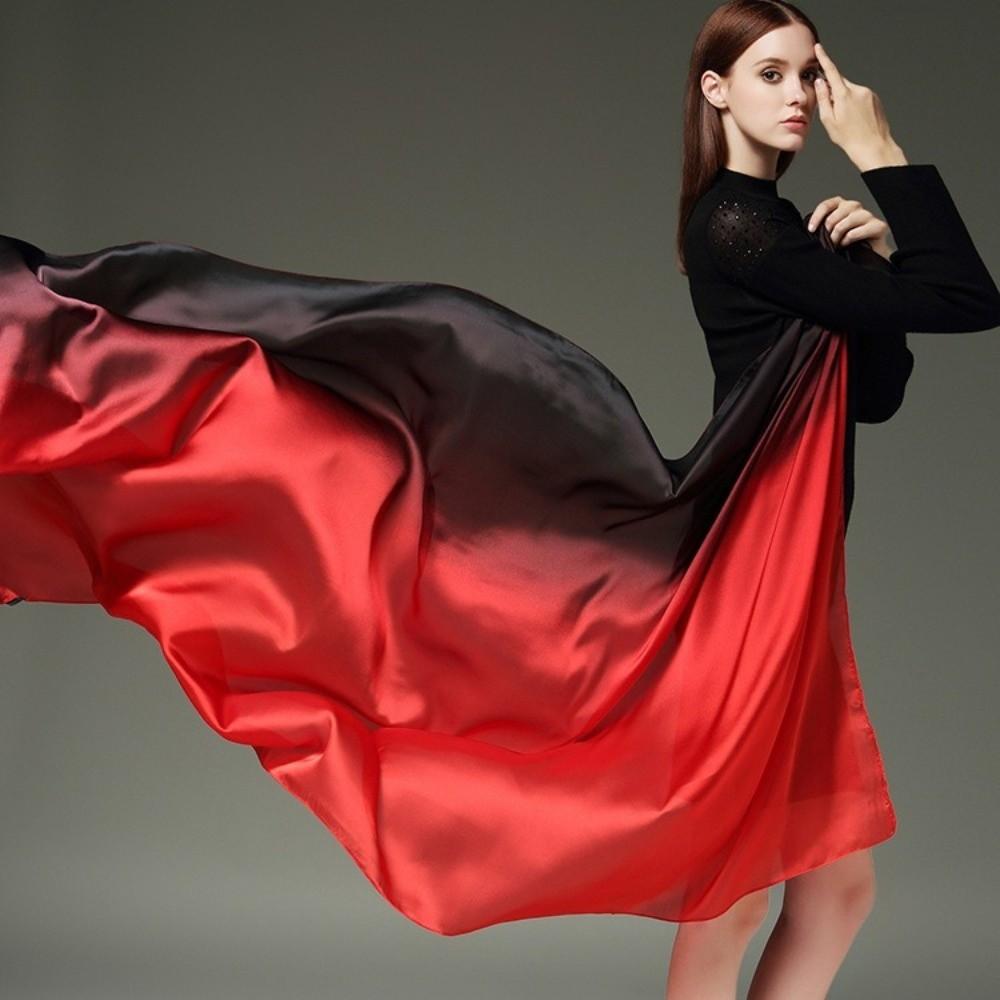 Modischer Farbverlauf Chiffon Schal Imitation Seide Sonnenschutz Bauchtanz Waving Veil Weiches Langes Bandana