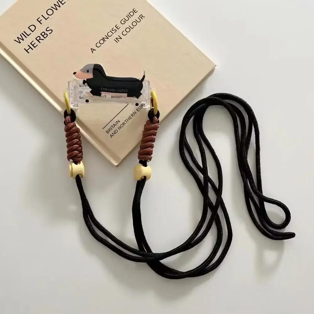 Cartoon Dog Rabbit Phone Crossbody Chain Stand Back Clip Holder Detachable Neck Strap Hanging Rope Adjustable