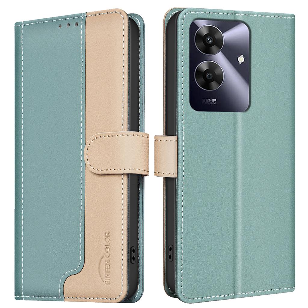 BINFEN COLOR BF33 for Realme Note 60/C61 4G Leather Case Splicing Color RFID Blocking