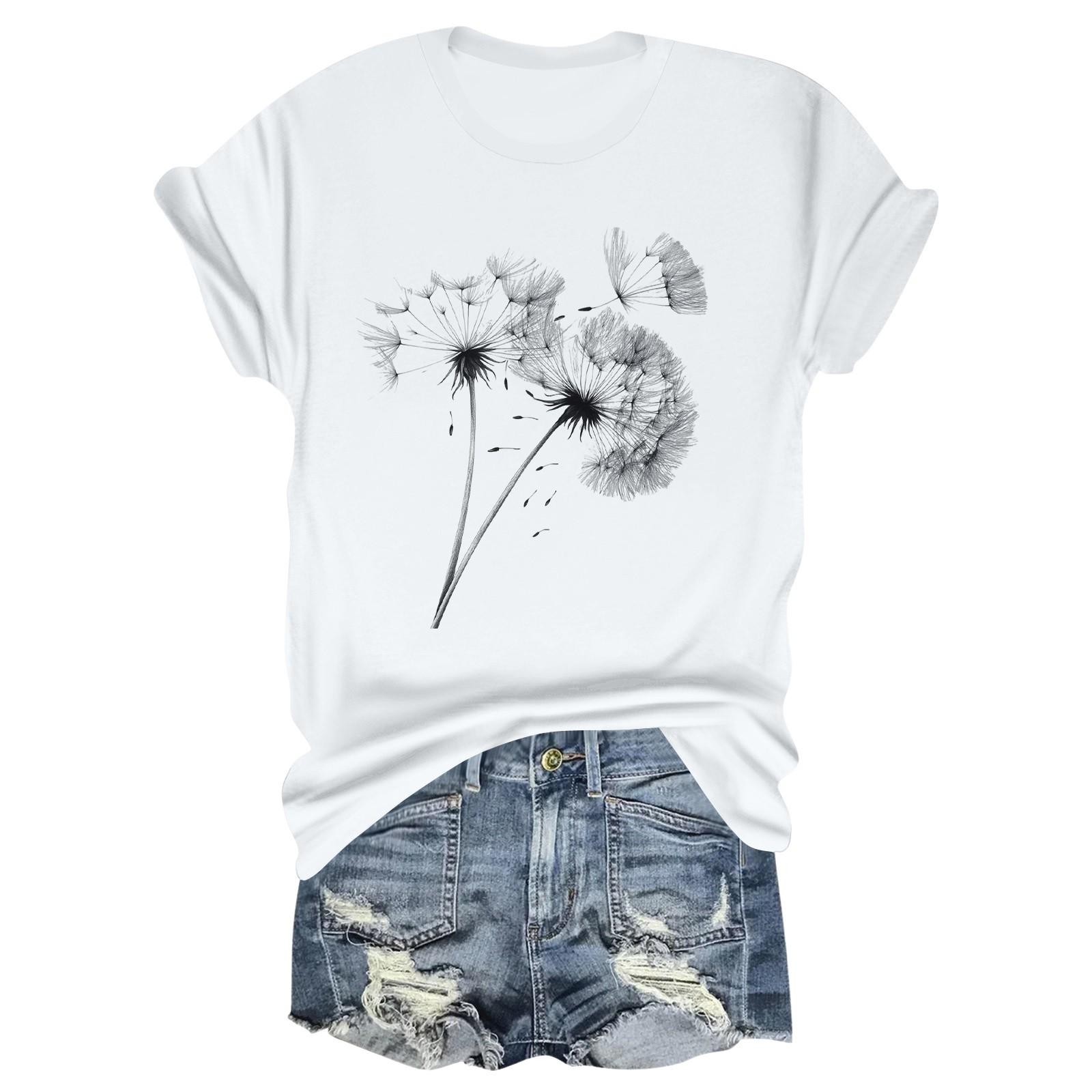 

Жіноча модна футболка з принтом і круглим вирізом з короткими рукавами XL білий