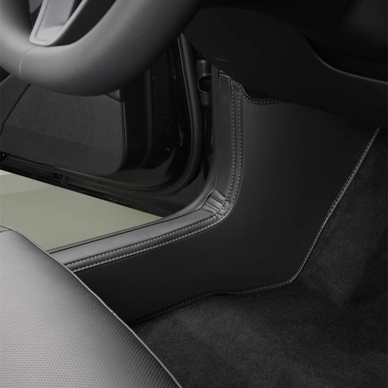 For Tesla Model Y Juniper Front Rear Door Sill Protection Pads Leather Threshold Bumper Strip Guards Anti-kick Pad Accessories