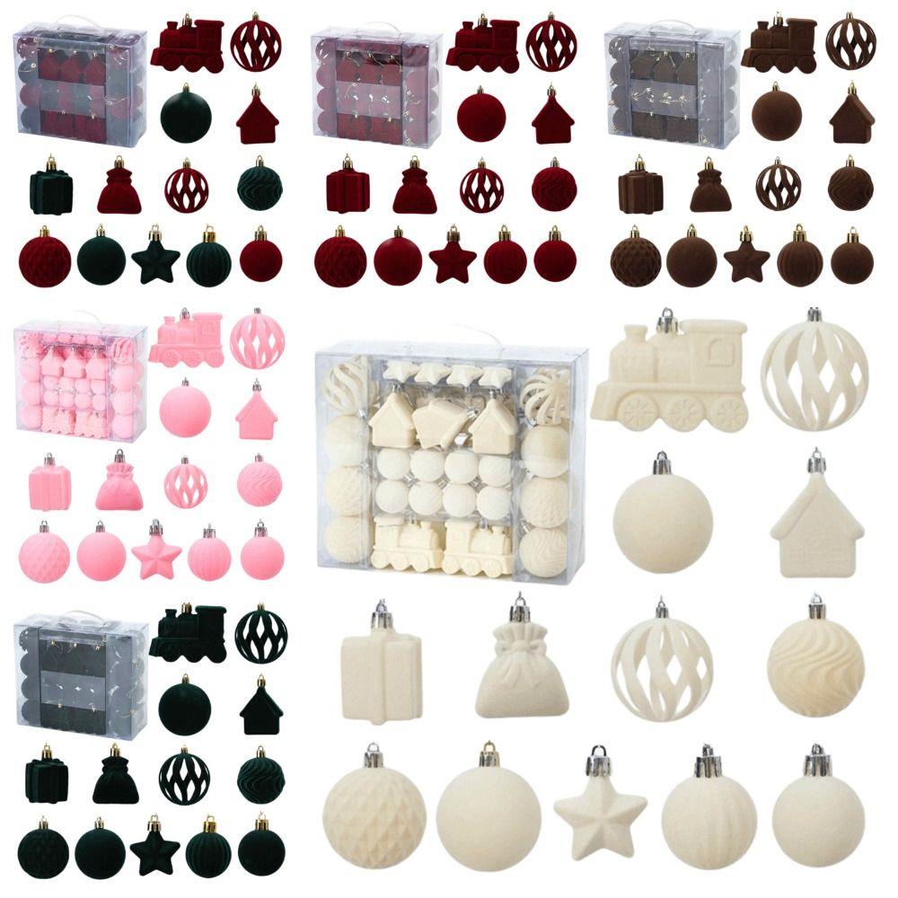 50pcs Velvet Christmas Ornaments Irregular Shape Xmas Hanging Decorations Home Decor