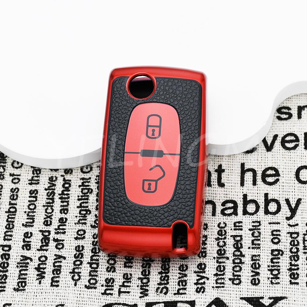 Shell Fob For Citroen Xsara Picasso C5 C6 C8 Leather Tpu Car Remote Key Case Cover For Peugeot 107 207 307 308 407 607 3008 5008