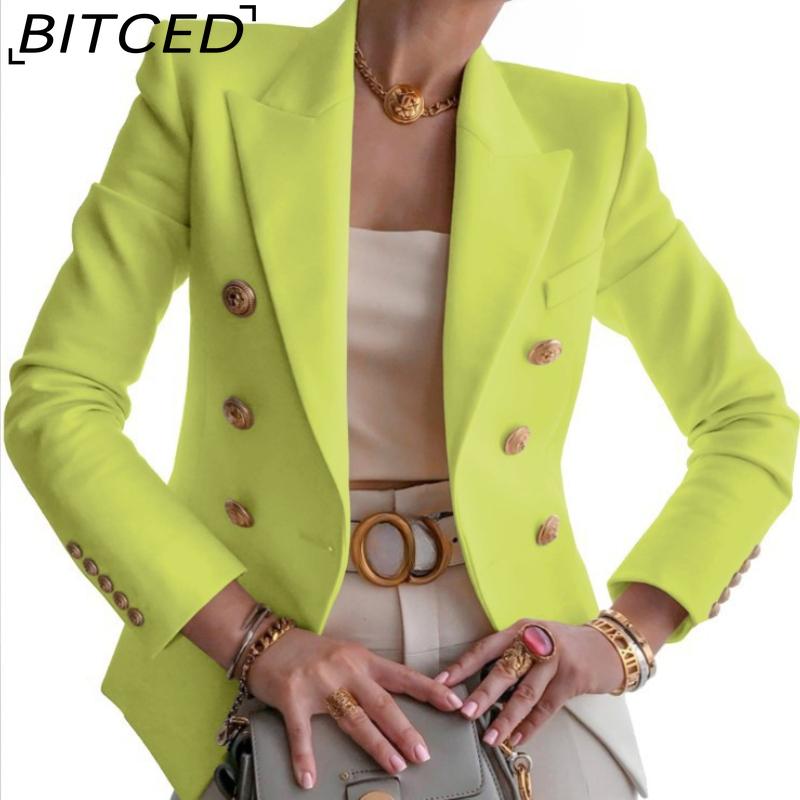 BITCED Women's Vintage Casual Lattice Print Autumn Winter Long Sleeve POLO Neck Jackets & Coats