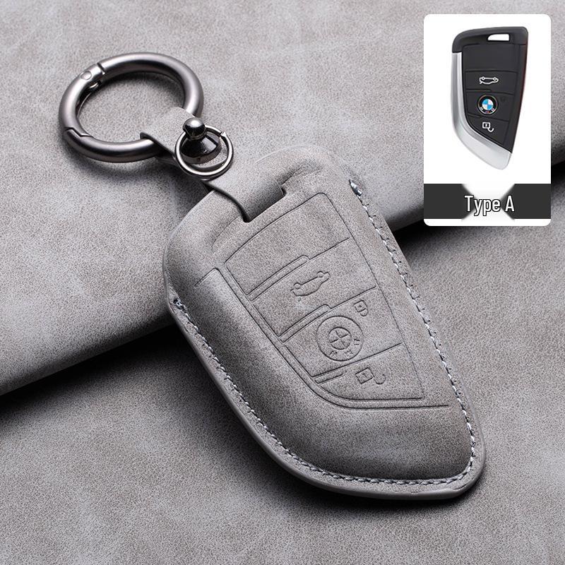 Compatible Leather Keychain Shell for BMW Series: Fits X1, X3, X5, 1 Series, 3 Series, 5 Series, 6 Series, 7 Series, NFC Card Snap