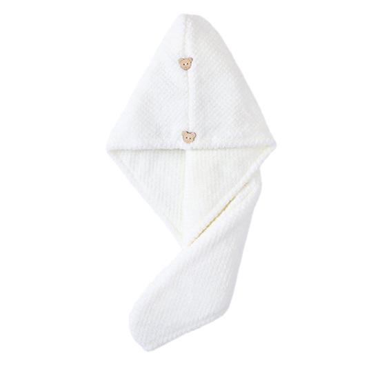 Hair Drying Towel with Button Super Absorbent Coral Single Layer белый
