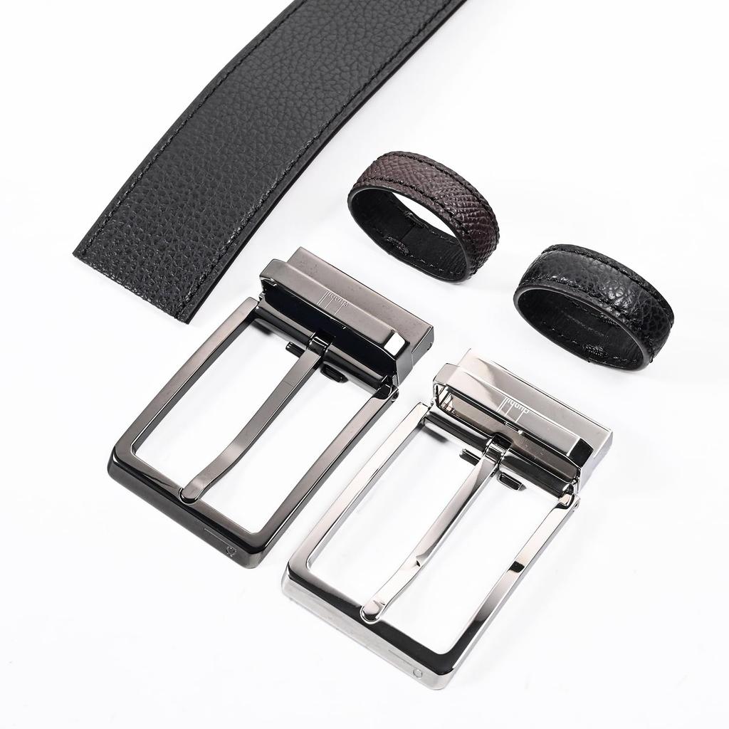 Dunhill Wide Stringer System Gift UK Men's 3.5cm Belt, Reversible, Black/Chocolate, Compatible, Set, DU24F4T21PI001, [Product Code DU24F4T21PI001]