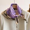 Internet celebrity striped 71 cotton and linen small square scarf silk scarf women's spring and autumn summer foreign style small scarf headscarf
