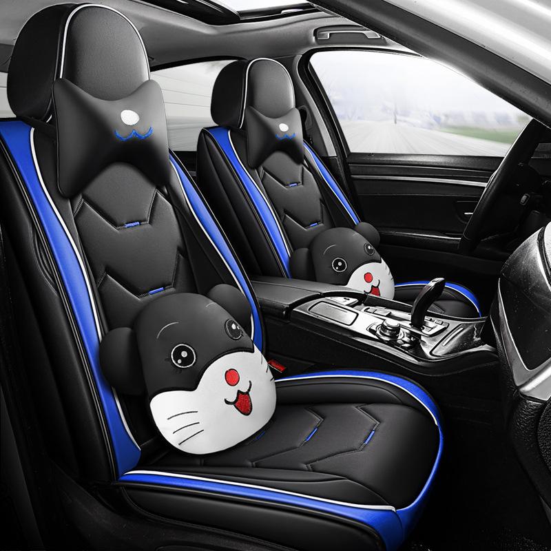 2022 Cartoon Mouse Leather Car Seat Covers - Universal, Four Seasons Full Wrap Set