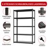 5-Tier Metal Shelf 650kg Load Capacity, Heavy-Duty Shelf Made of Steel, Height-Adjustable for Garage, Storage & Household, H160cm × B80cm × T40cm