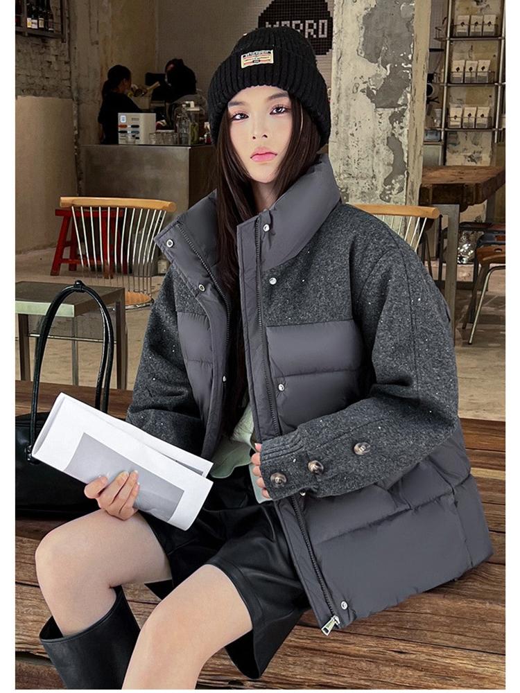 Stitching Cotton-padded Jacket Coat Women's Mid-length Thick Warm Jacket