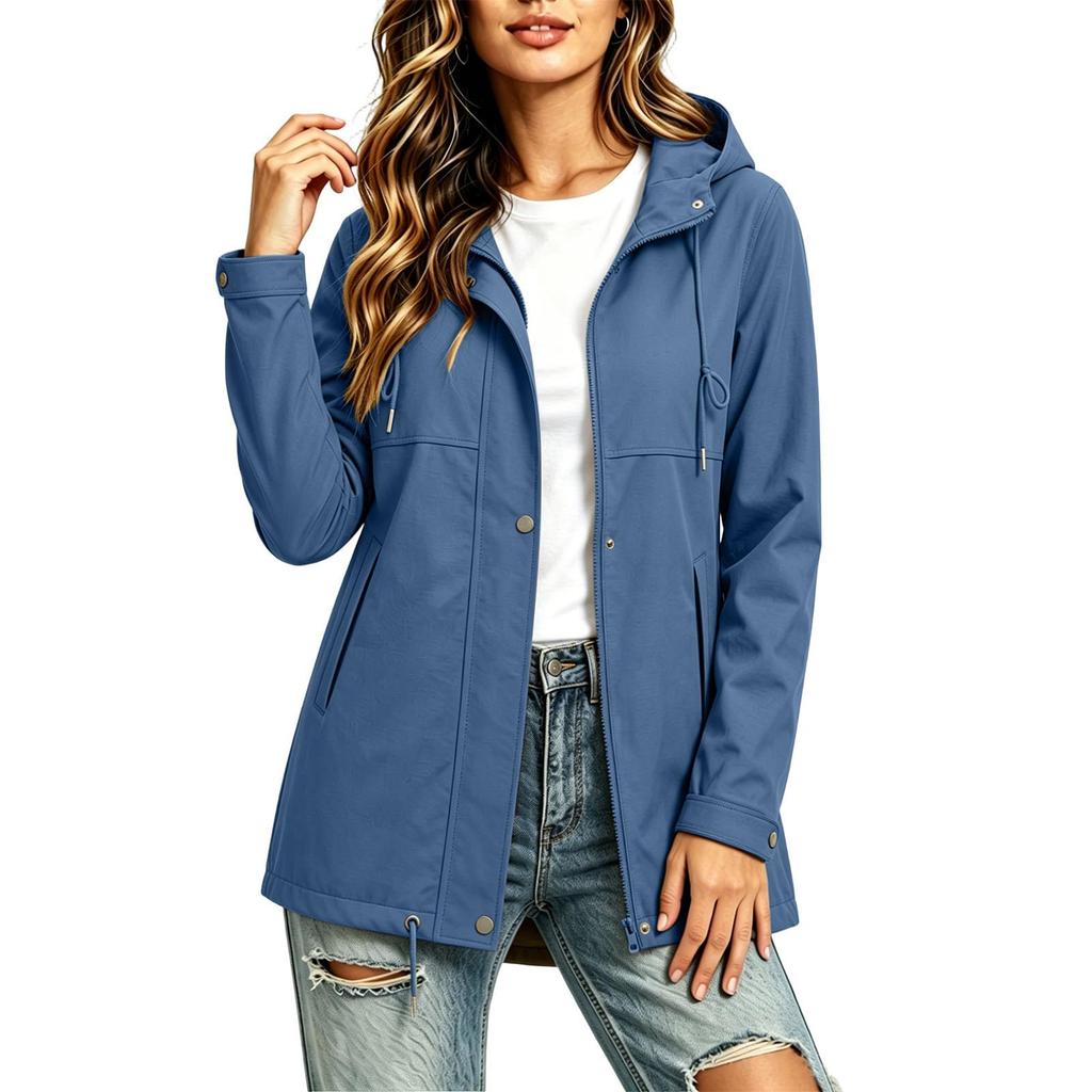 Women's Rain Jacket Color Casual Outdoor Coat for Hiking and Travel