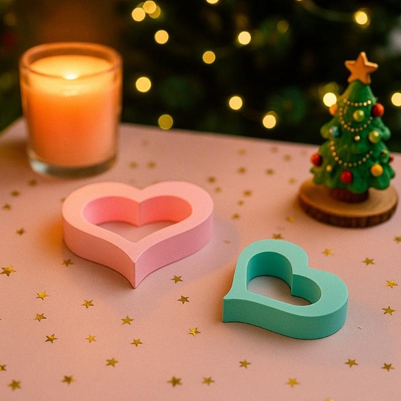3Pcs Hollowed Heart Silicone Molds Multifunctional Silicone Candle Mould For Handmade Candle Soap and Resin Casting