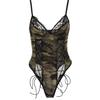 Quick-Delivery Camouflage Lace Hollow-Out Bandage Bodysuit