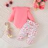 3PCS Baby Girl Clothes Outfits Long Sleeve Lovely Rabbit Bodysuit+Flower Pants+Headband Autumn Casual Wear for Infant 0-18 Months