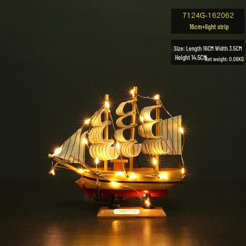 Wooden Pirate Ship Model: Small Boat Ornament for Office or Room Decoration