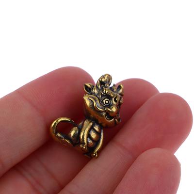 1Pc Vintage Brass Chinese Beast Zodiac Dragon Figurines Car Key Chain Pendants Brass Animal Keychain Hanging Jewelry Keyrings