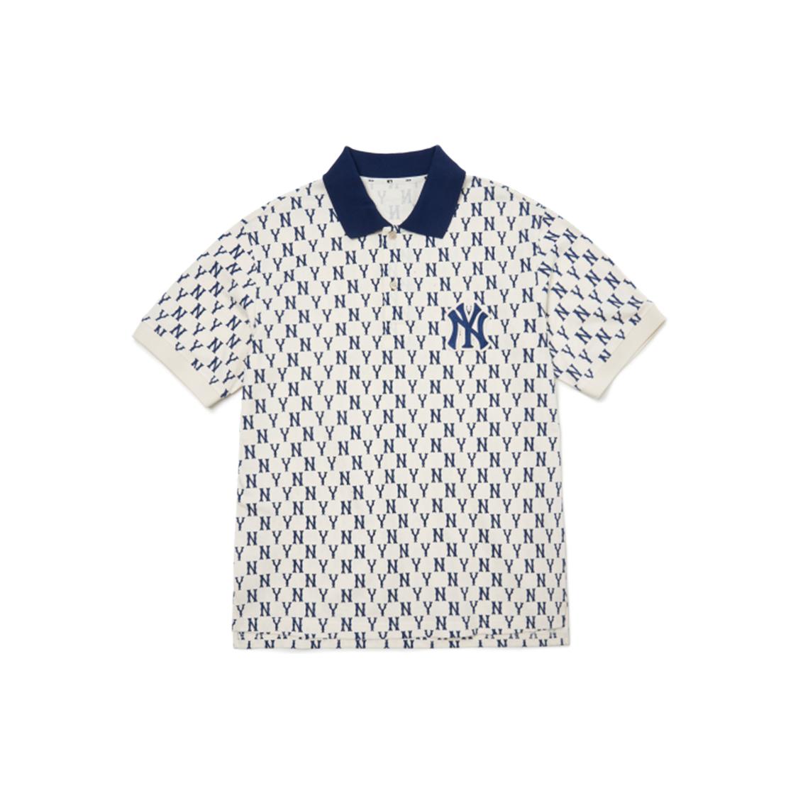 MLB Base Logo Polo Shirts Men s White Polo Collar Moderate Straight Fit 3LPQM1023-50CRS XXL
