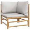 VidaXL Garden Lounge Set 2 Pcs with Light Grey Cushions Bamboo 362276
