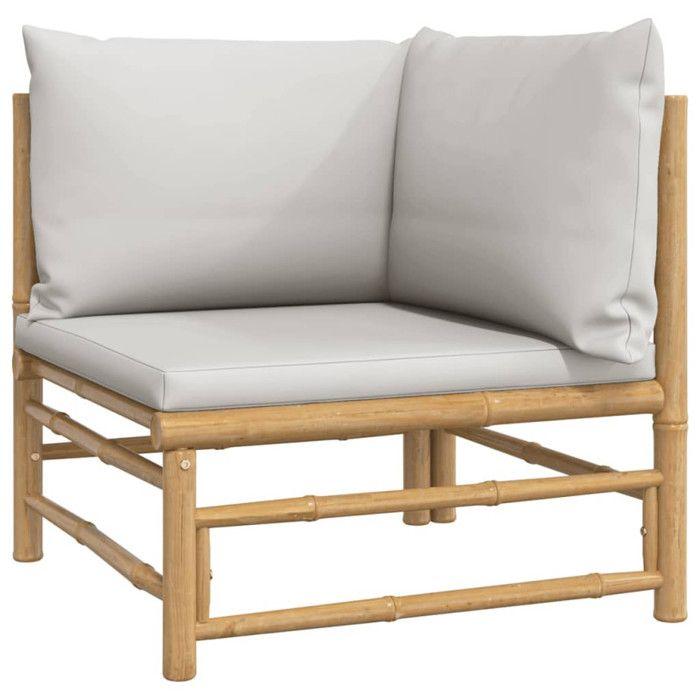 VidaXL Garden Lounge Set 2 Pcs with Light Grey Cushions Bamboo 362276