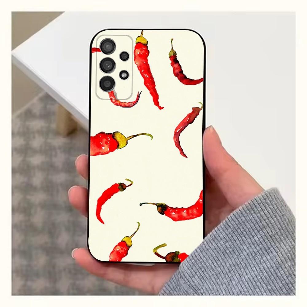 Spicy Chili Pepper Phone Case For Samsung S25,S24,S23,S22,S20,S21,S10,Ultra,Plus,Lite,FE,Soft Silicone Black Cover