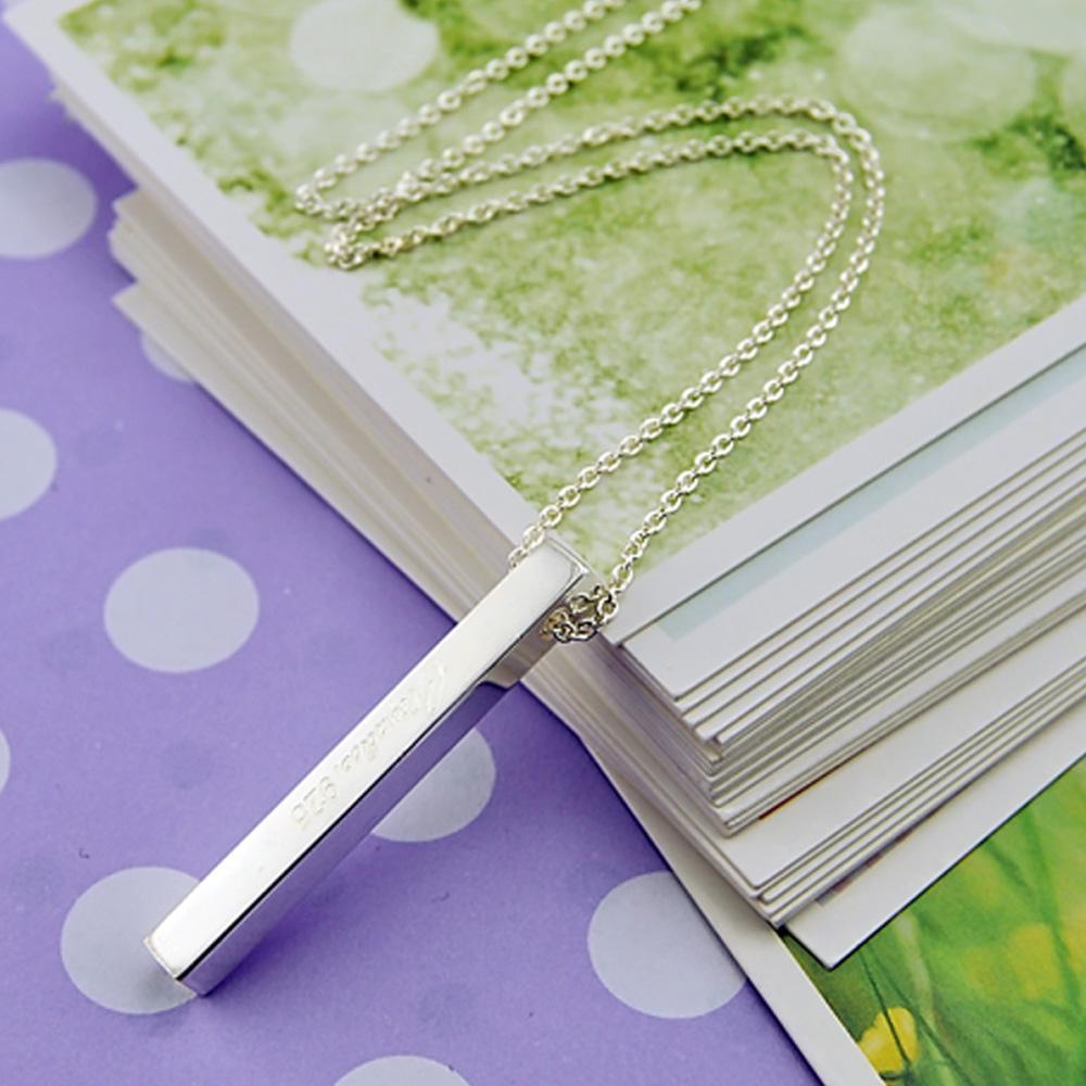 Women's 925 Sterling Silver Necklace Letter Cuboid Pendant Rolo Chain 41-43-46CM - Minimalist Jewelry Gift