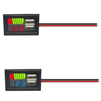 DC 12 V Rote Anzeige Blaue Anzeige LED Digital Blei Säure Tester Voltmeter Mini Batterie Tester Panel Mit Dual USB Ausgänge 5V2A Für Auto Motorräder
