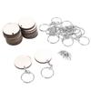 80 Pcs Wooden Keychain Wood Pendant Blanks Keyrings for DIY for Key Crafts Suppl