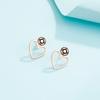 Gold Modern Rose Heart Fashion Earrings With Plated Alloy For Street Style
