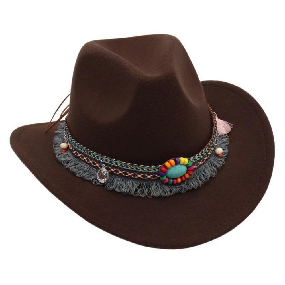 With Tassels Tibetan Style Top Hat Ethnic Style Jazz Fedora Hats  Ox Head Accessories