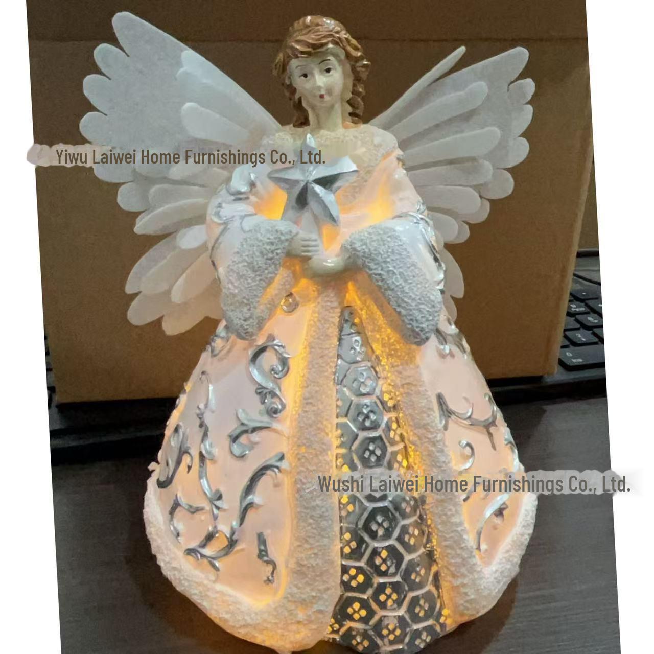 

Светящаяся двухсторонняя акриловая рождественская елка с белым ангелом resin three-dimensional белый