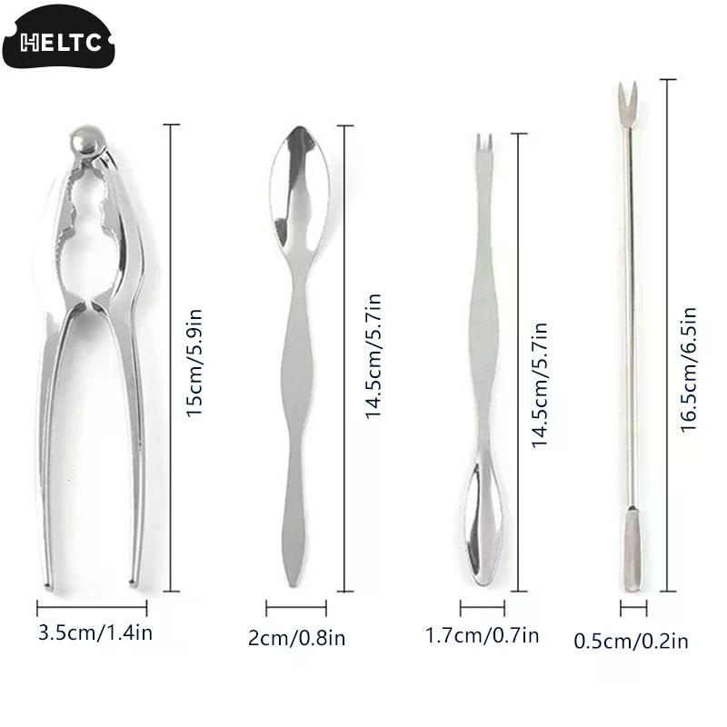 4 Pcs Seafood Tool Set Crab Shrimp Fruit Pliers Fork Spoon Set Nut Walnut Lobster Crab Cracker Tools Kitchen Accessories