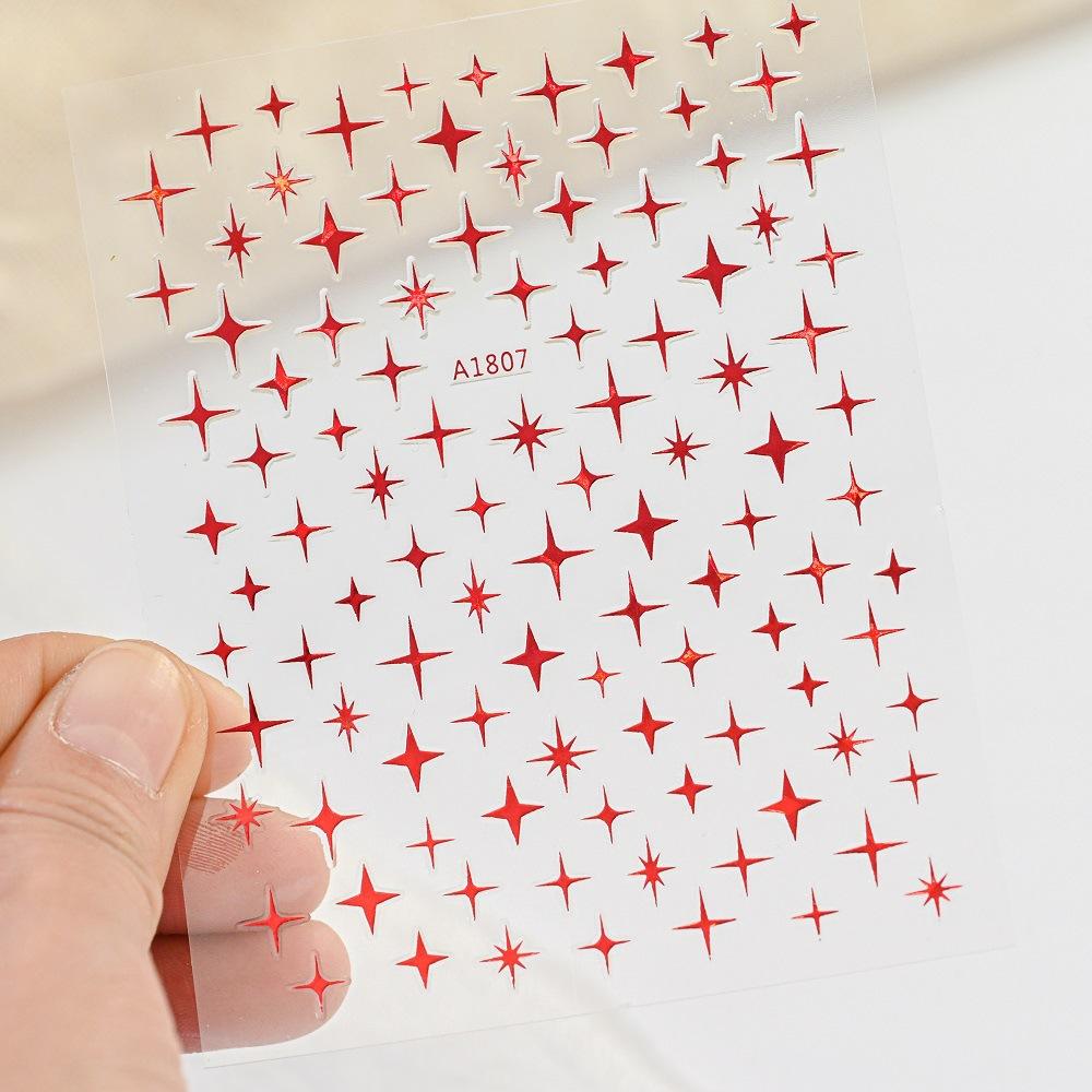 9-Color Four-Pointed Star Nail Art Sticker Diy Plastic Nail Art Decorative Sticker Color Star Light Nail Art Sticker