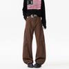 Brown cleanfit wide-leg jeans men's American high street vibe tooling pants slim straight trousers