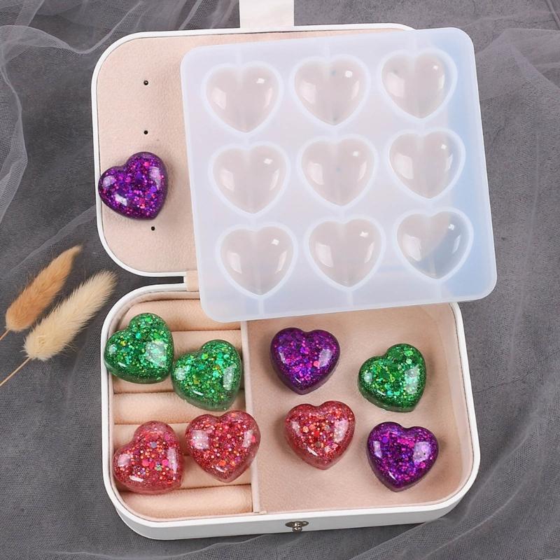 Small Crystal Silicone Mold with 9 Holes Silicone Craft Molds Beautiful Heart Shaped Chocolate Molds Silicone