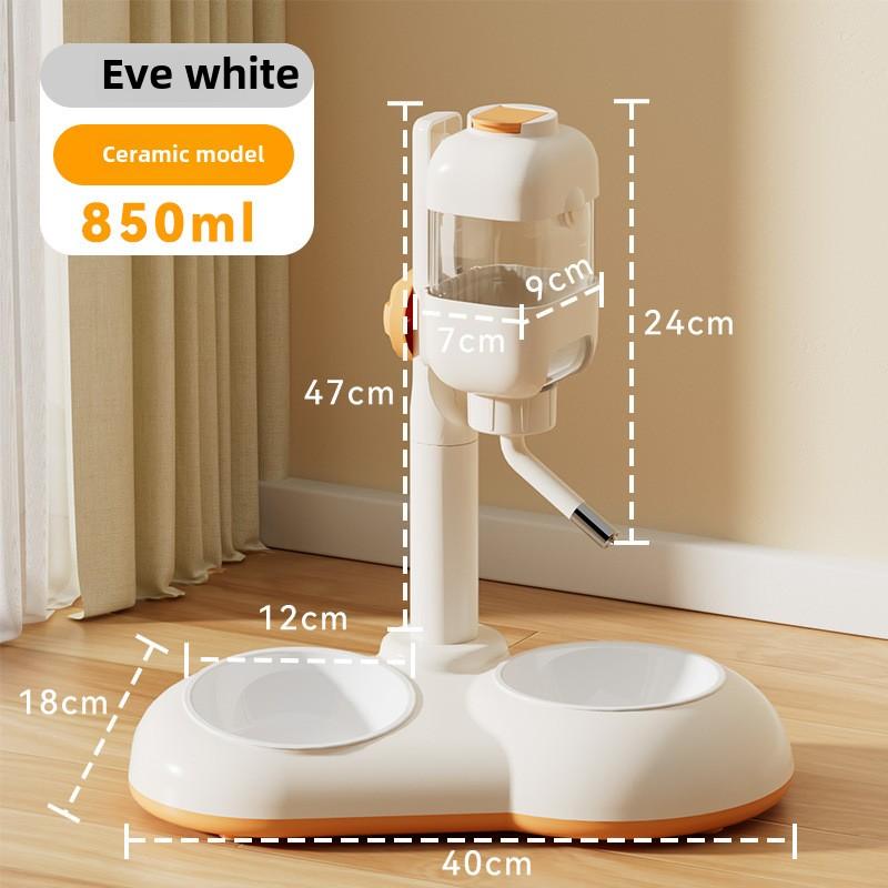 Distribuitor automat de apă vertical pentru câini, hrănire reglabilă pentru animale de companie, din oțel inoxidabil, bol dublu anti-detonare, bol pentru pisici