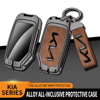 Leather Car Remote Cover Shell Protector Keychain For Sportage R GT Stinger Sorento Ceed Cerato Forte Niro Soul Telluride