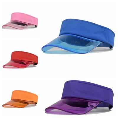 Fashion Adjustable Transparent Visor Caps Clear Brim Breathable Summer Sun Hats Sun Visor Topless Empty Top Hat Travel Sport