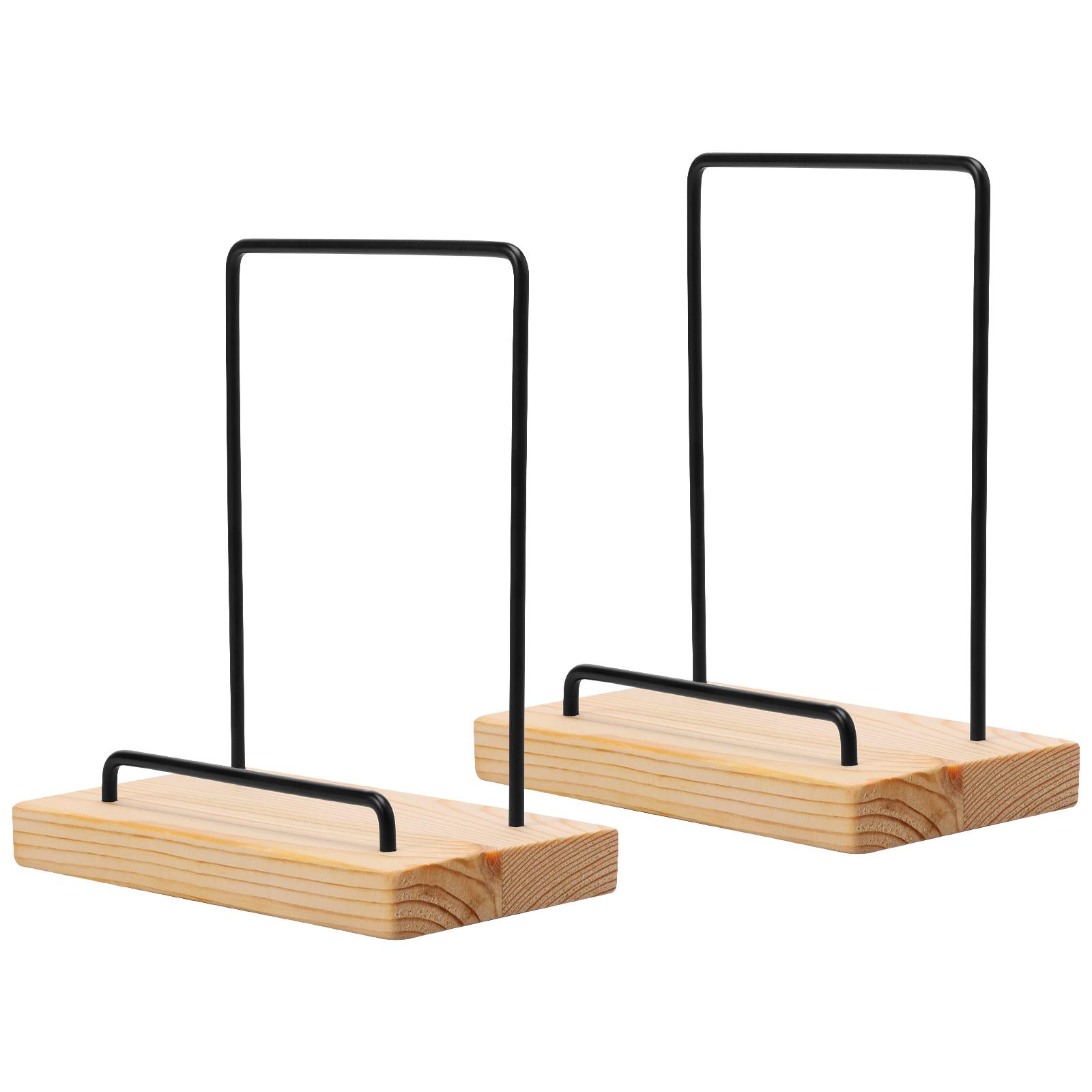 

2 шт. Деревянная подставка для виниловых пластинок с металлической задней опорой, устойчивый держатель для виниловых пластинок, легко собирается для дома