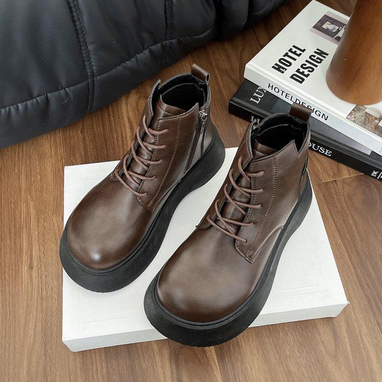 Fashion Hot Selling Riding Boots Woman 2025 Autumn Winter New Fashion Thick Sole Simple British Style Brown Fashion Ankle Boots Woman
