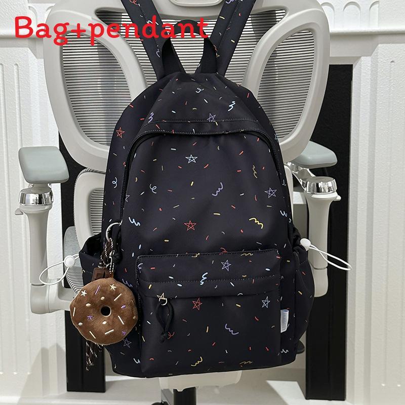 Casual Student Backpack With Nylon Material And Flower Print For Travel And School Use