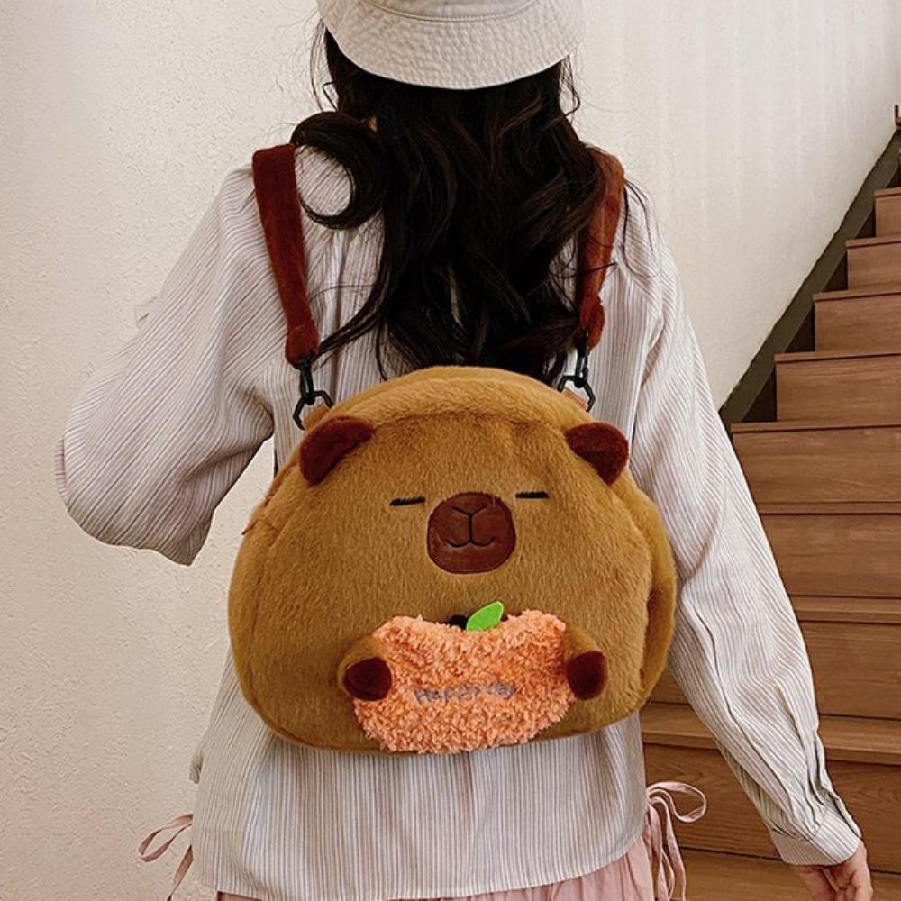 Soft Capyabra Backpack Plush Cartoon Doll Bag Storage Bag Capyabra Plush Bag  Students